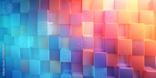 Abstract colorful background with cubes 3d render illustration AI Generative