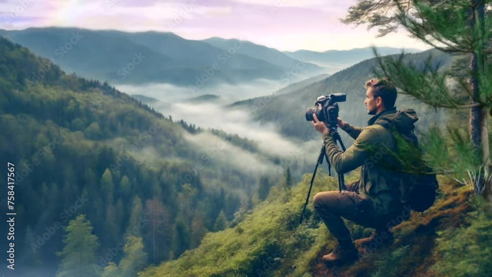 the photographer was on the hill with his camera