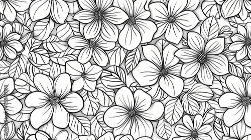 black and white cartoon flower pattern 