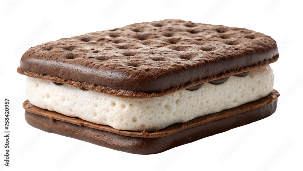 Vanilla Cream Filled Chocolate Cookie. Isolated on a transparent background. Vanilla Cream Filled Chocolate Cookie. Isolated on a transparent background.