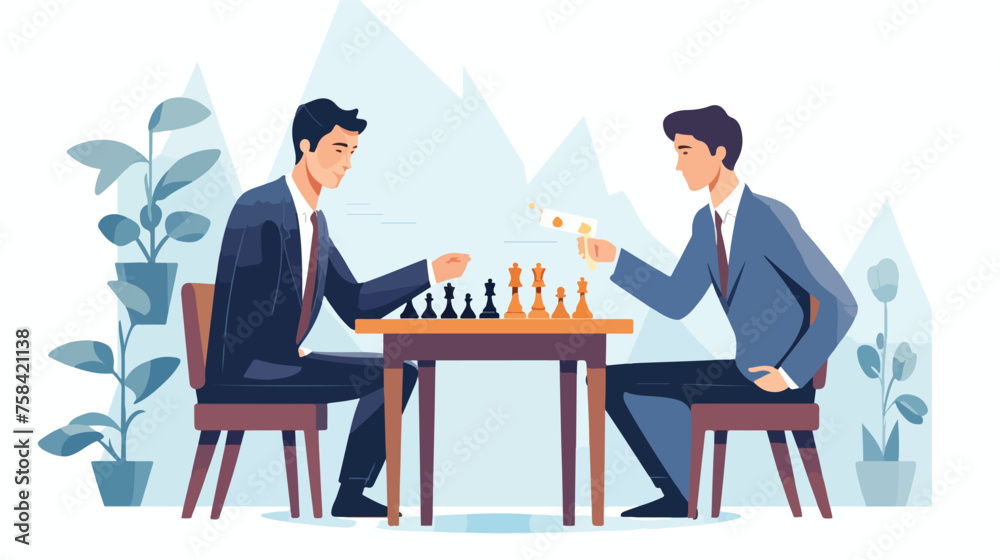 A person playing chess with another person flat vec