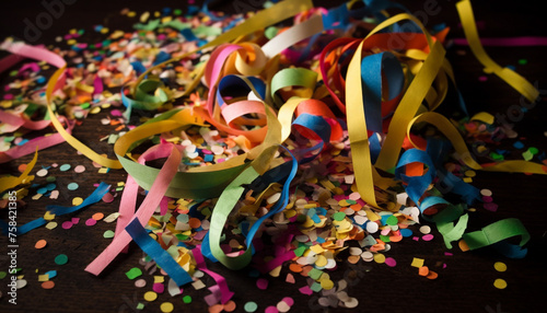 Falling confetti, colorful celebration, joy, and happiness 