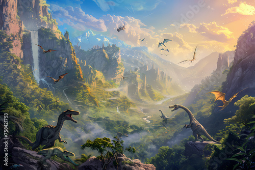 fantasy illustration of dinosaurs © Jannik