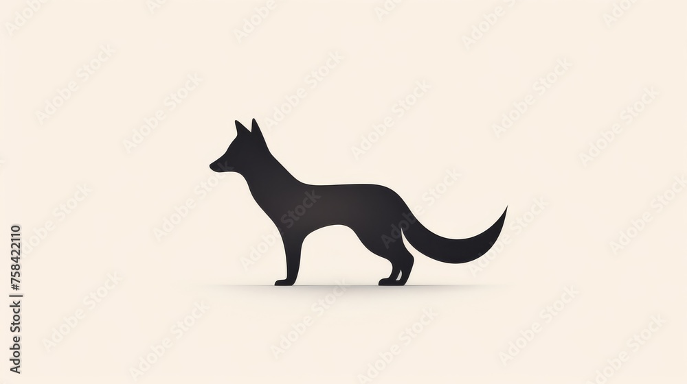 Minimalist Silhouette of a Fox Against a Clean Background