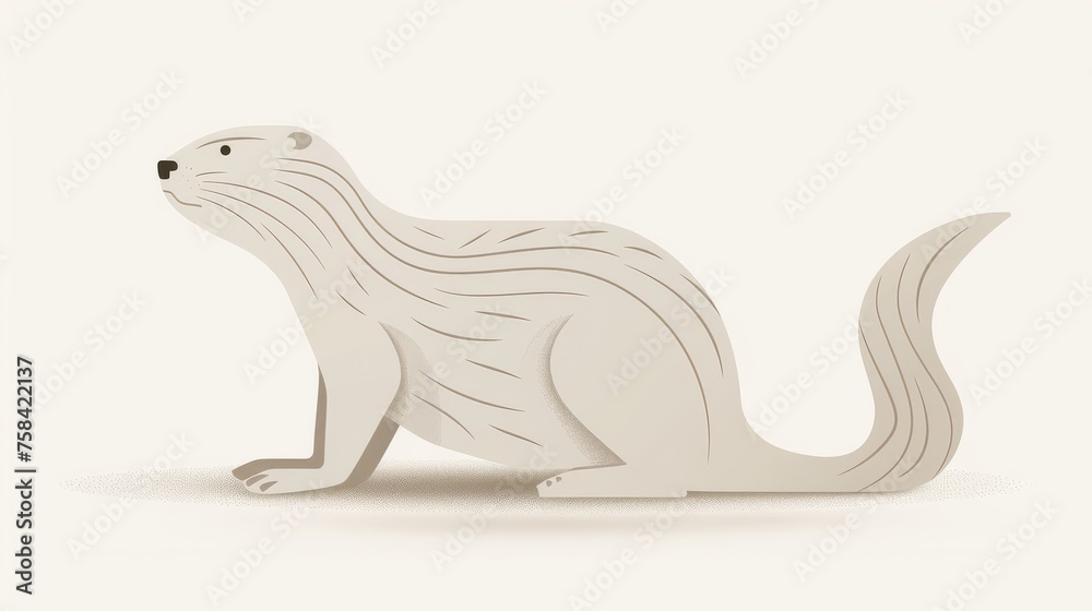 Obraz premium Minimalistic and Smooth Illustration of an Otter in Subdued Tones
