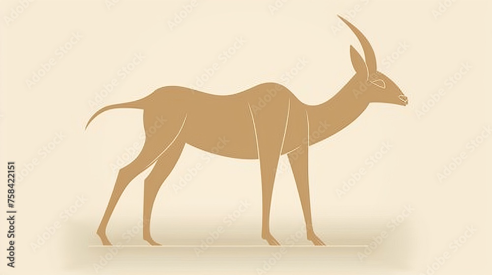 Obraz premium Elegant Antelope Illustration in Minimalist Beige with Graceful Lines