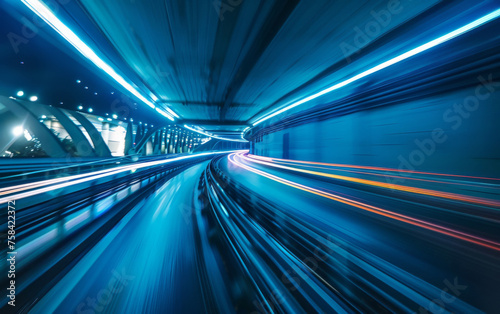 Subway tunnel with Motion blur of a city from inside  great for your design