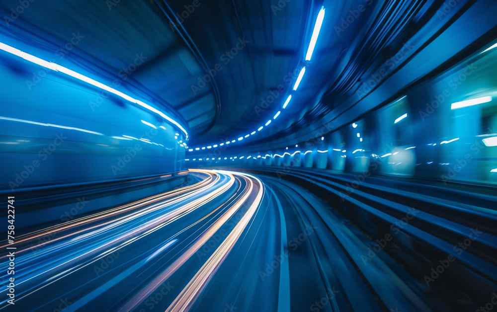 Obraz premium Subway tunnel with Motion blur of a city from inside, great for your design