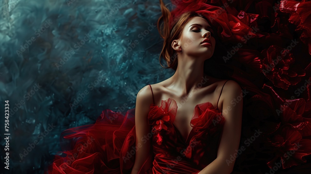 a woman in a red dress ai generative high quality images a woman in a red dress ai generative high quality images