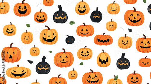 Fototapeta Naklejka Na Ścianę i Meble -  A playful pattern of Halloween pumpkins with funny