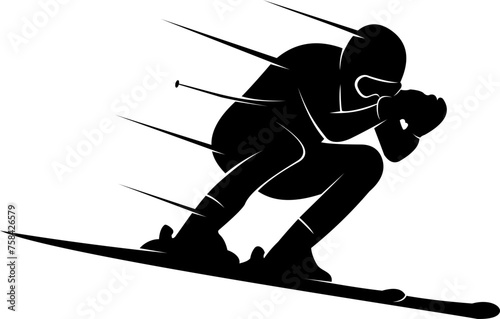 silhouette of a skier