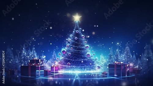 Technology sense Christmas tree, New Year and Christmas background material photo