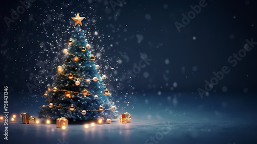 Technology sense Christmas tree, New Year and Christmas background material © Derby