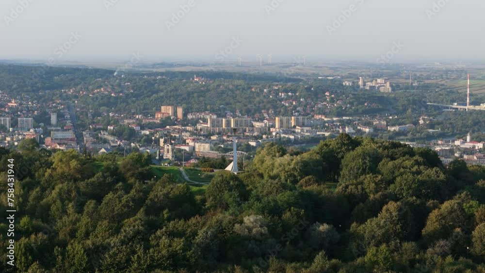Beautiful Landscape Cross Hill Przemysl Aerial View Poland Beautiful Landscape Cross Hill Przemysl Aerial View Poland