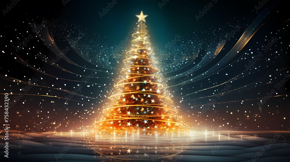 Technology sense Christmas tree, New Year and Christmas background material