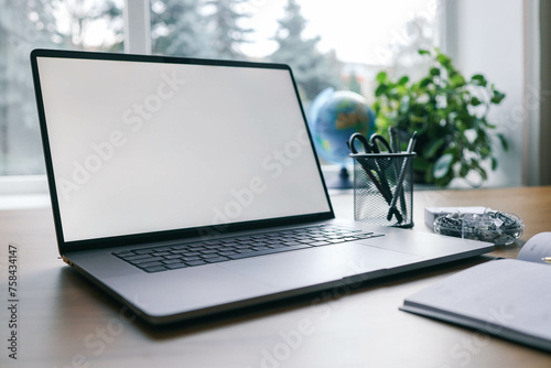 School laptop screen template, study concept