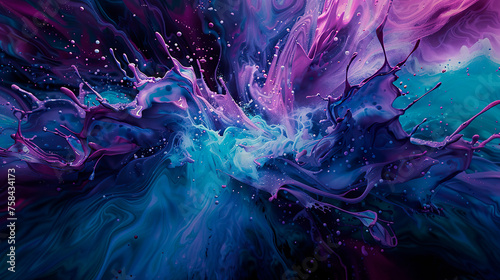 Abstract multi colored liquid explosion background photo