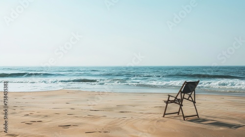 Serene Beach Chair on Deserted Shoreline