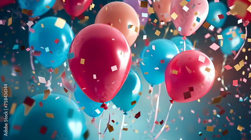 Vibrant balloons release confetti, perfect for celebrations