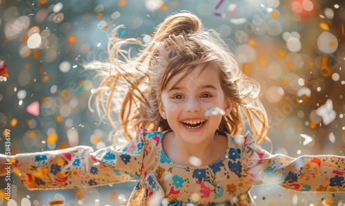 A young laughing girl at a ...