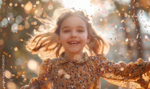 A young laughing girl at a ...