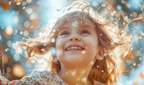 A young laughing girl at a ...