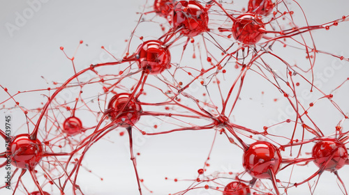 Cluster of Red Balls and Wires on White Surface