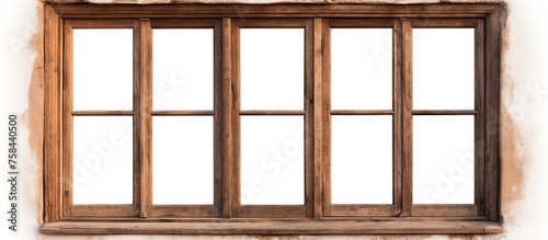 A beautiful hardwood rectangle window frame with a brown wood stain, set against a white background. This fixture is perfect for any building or hardwood flooring project