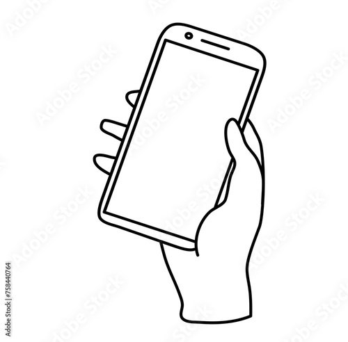 holding a smart phone doodle
