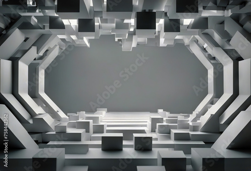 Abstract white square shape with futuristic concept background. Space for your design stock illustration