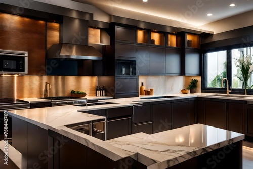 kitchen featuring state-of-the-art appliances and sleek marble countertop
