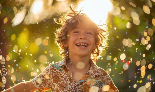 A young laughing boy at a s...