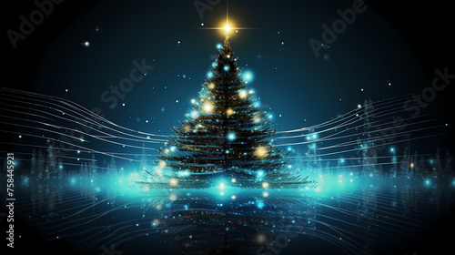 Beautiful Christmas tree  abstract bokeh background