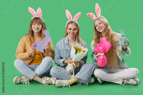 Young girls with bunny ears...