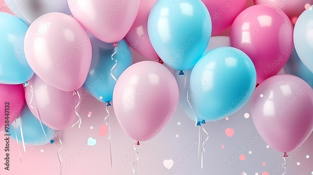 Birthday party balloons, colorful balloons background