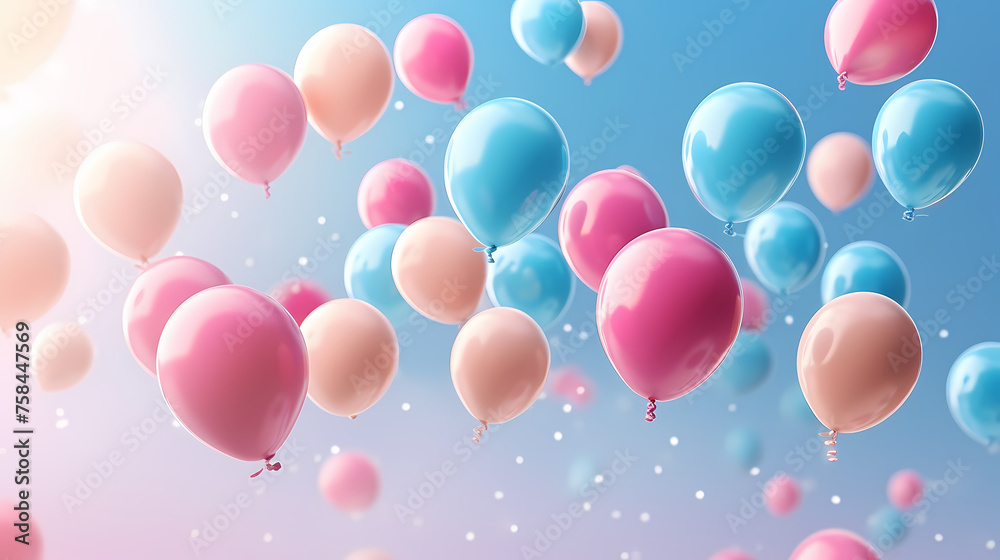 Birthday party balloons, colorful balloons background