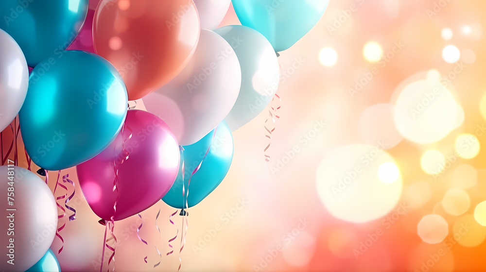 Birthday party balloons, colorful balloons background
