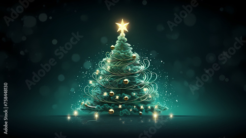 Beautiful Christmas tree, abstract bokeh background
