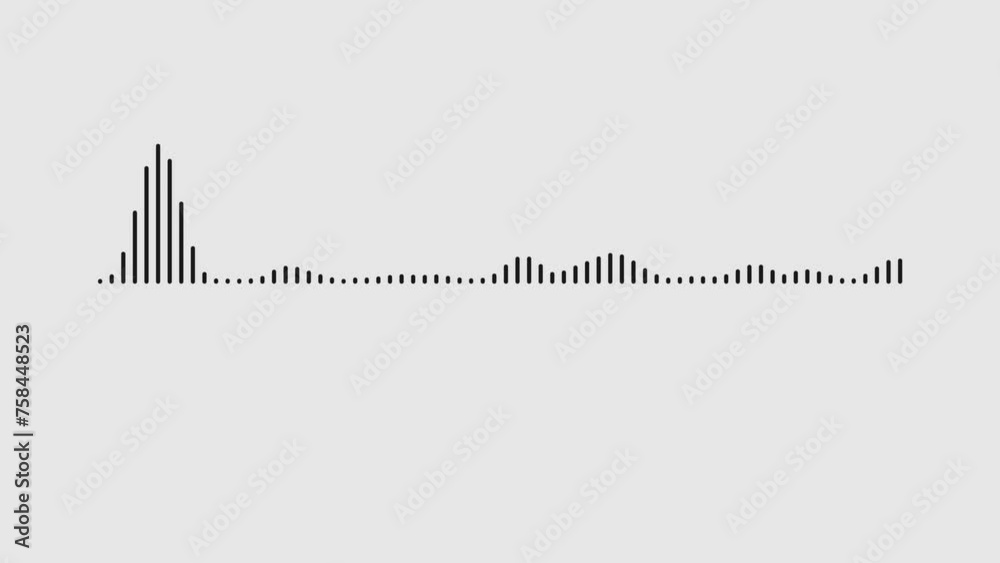 Sound wave with black bars on white background, black line on white ...