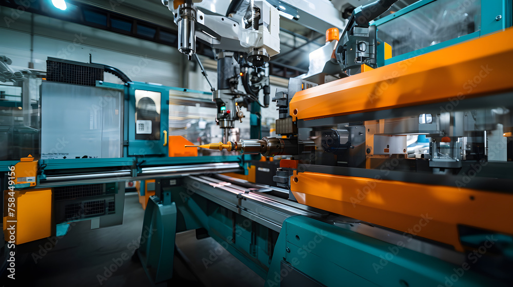 A plastic injection mold machine operating A plastic injection mold machine operating
