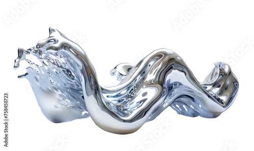 metallic silver wave isolated on transparent background 