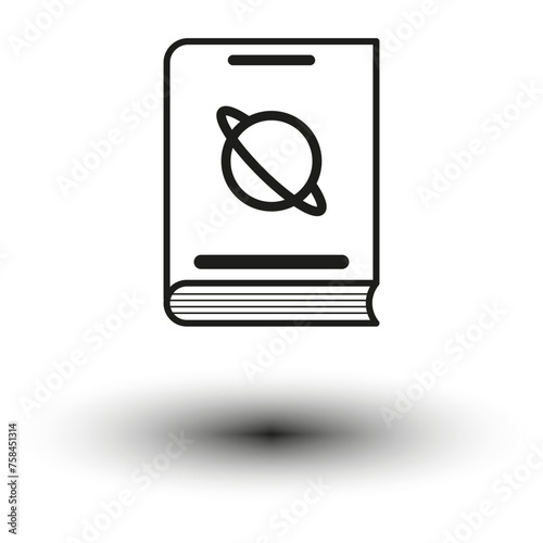 icon of a book with an atom symbol. Vector illustration. EPS 10.