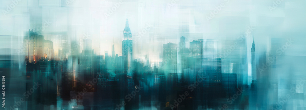 Abstract city silhouette blending into streaks of light and color, a dreamy fusion of urban elements. Abstract city silhouette blending into streaks of light and color, a dreamy fusion of urban elements.