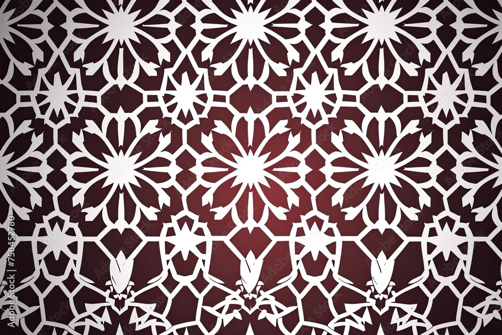 beautiful white and dark red modern islamic ornament wall vector with floral pattern