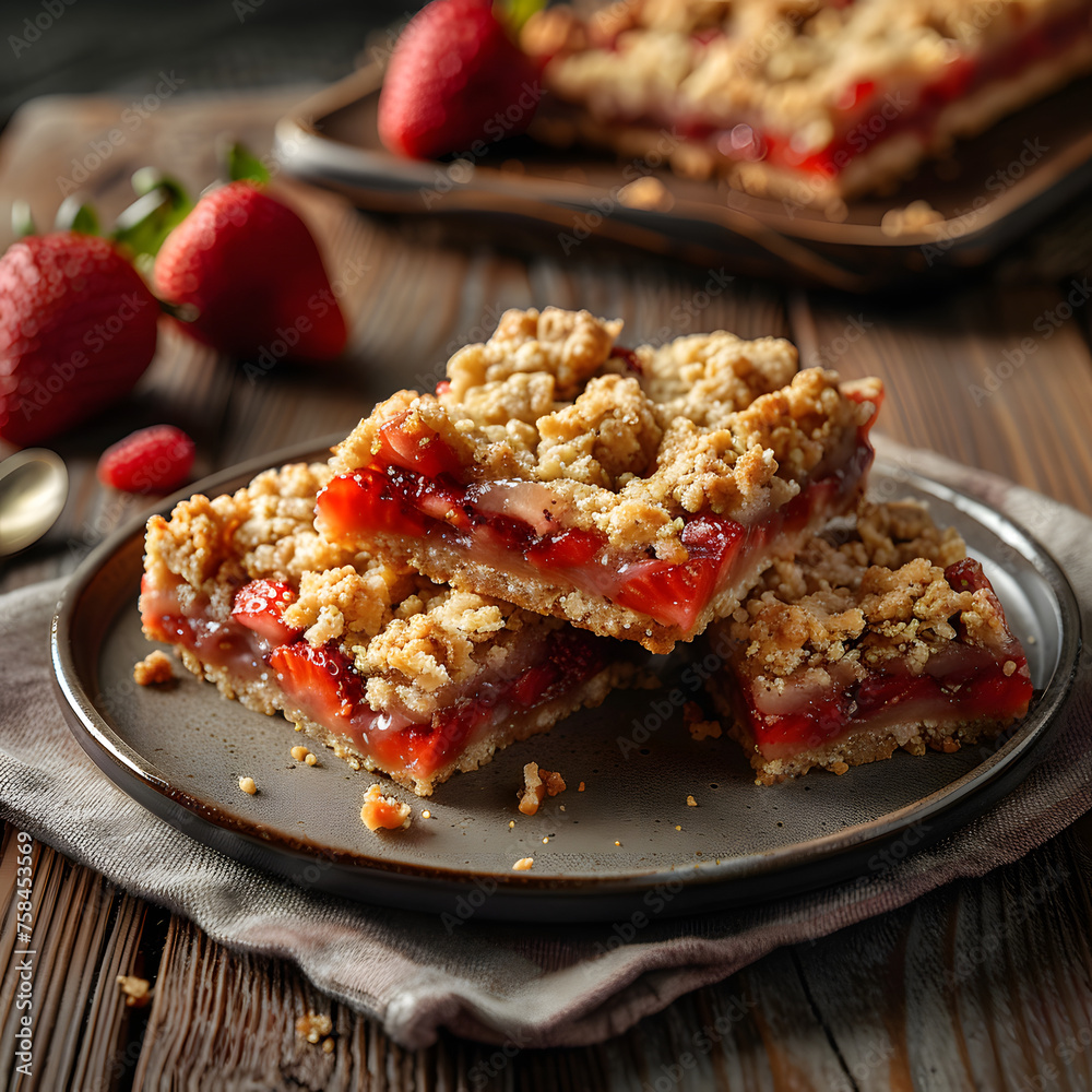 Strawberry Cake Served on a Table generative ai Strawberry Cake Served on a Table generative ai