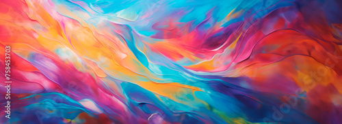Fluid abstract with a harmony of warm and cool hues creating a wavelike illusion.