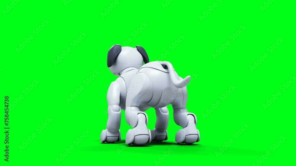small funny robotic smart dog, pet. Green screen isolate.