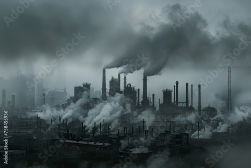 Industrial landscape with smoking chimneys
