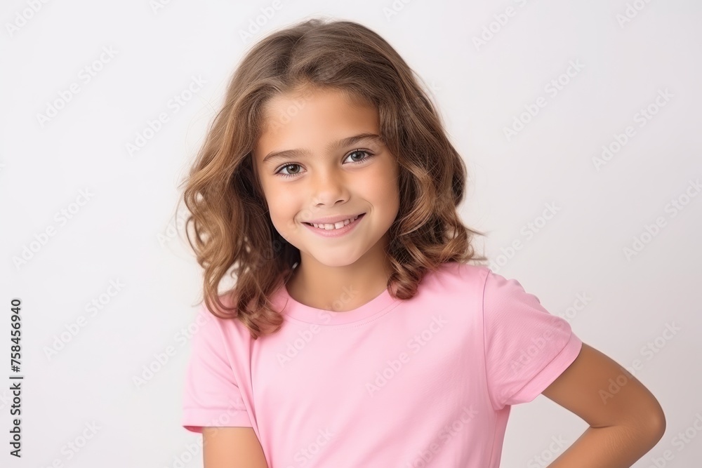 Portrait of a cute little girl in a pink t-shirt Portrait of a cute little girl in a pink t-shirt