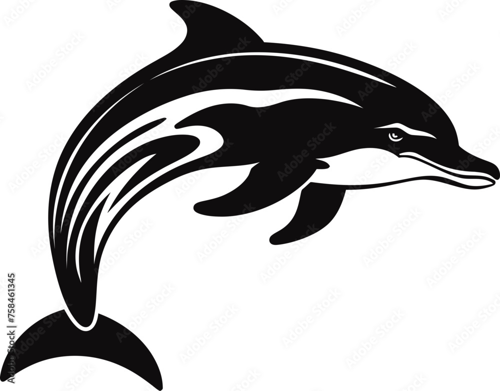 Obraz premium Handdrawn dolphin silhouette